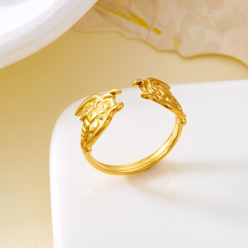 Vintage Gold Color Starfish Shell Rings for Women Stainless Steel Ocean Series Flower Stars Whale Adjustable Finger Ring Jewelry