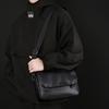 Men's Crossbody Bag Soft Leather Shoulder Bag Business Small Satchel Student Messenger Bag