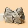 Women's Bag Vintage Soft Leather Shoulder Bag Multi-Pocket Large Capacity Crossbody Bag