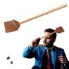 PU Leather Fly Swatter With Long Wood Handle Sturdy Durable Flyswatter For Indoor And Outdoor Pests Control Rustic Swatter