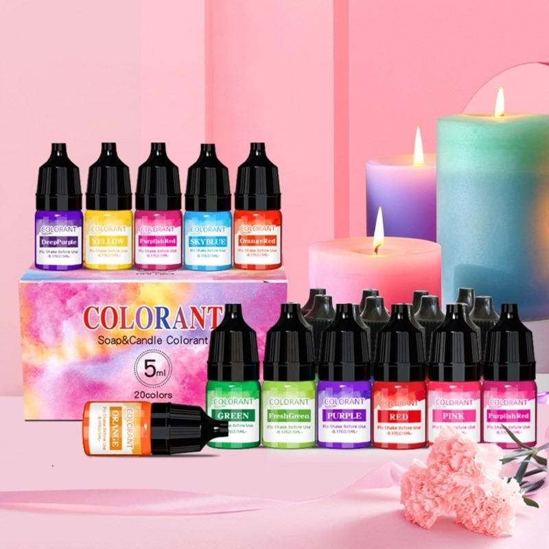 20 цветов, свечные красители, пигмент, ароматизированный жидкий краситель, пигмент, форма для свечи, мыло, окраска, ручная работа, смоляный пигмент