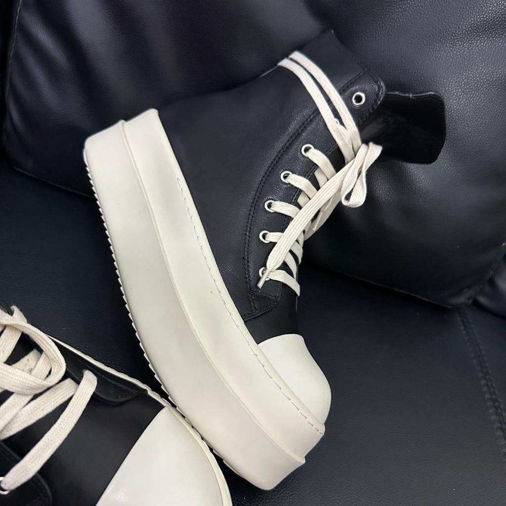 Couple Boots Martin Boots Side Zipper Tooling Boots Spring High-End Thick-Soled Heightened Black And White High-Top Board Shoes For Men And Women