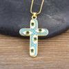 Nidin Classic New Design Evil Eye Cross Pendant Necklace 5 Colors For Women Men Shine Zircon Chain Choker Jewelry Accessories