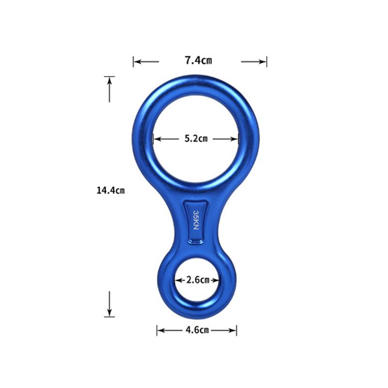35KN Rock Carabiner Figure 8 Rappelling Rope Descender Aluminum Figure Belay Device Abseiling Downhill Equipment