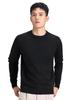 MUISHUYU Knit Crew Neck Solid Long Round Cut and Sew YU57 Men's Sweater, Color, Sleeves, Neck, Warm, Casual, Stylish, Simple, Top, (Size L, Black)