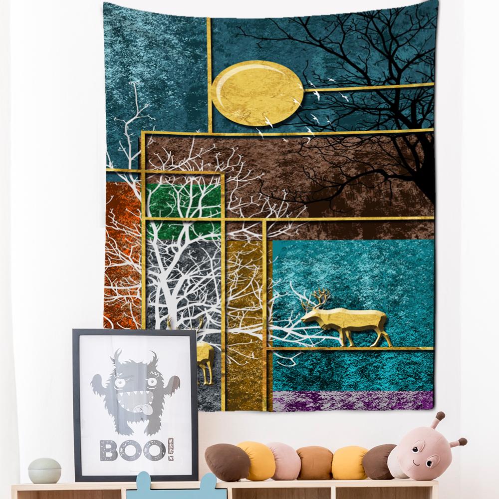 Неоновая картина, гобелен, настенный подвесной богемный стиль, Лось, кои, психоделическое колдовство, домашний декор для гостиной