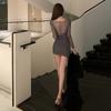 New Fashion Sexy Spice Irregular Lace Crease Slim Dress Women