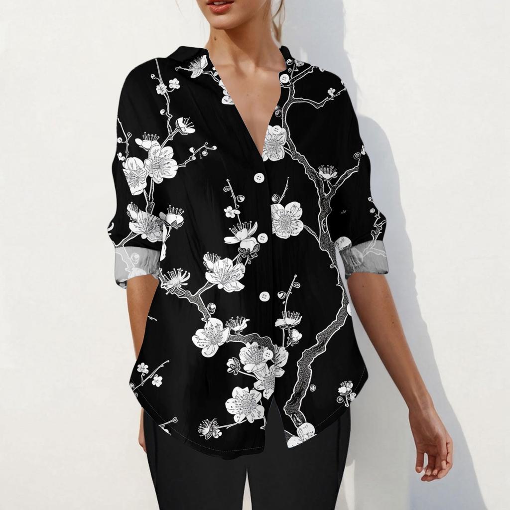Womens Button Down Shirt  Long Sleeve Shirts For Women Print Graphic  Blouse Top