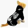 Glow in The Dark Skeleton Dog Costume Red Hooded Four Leg Jumpsuit Funny Pet Clothes for Small Dogs Halloween Dress Up