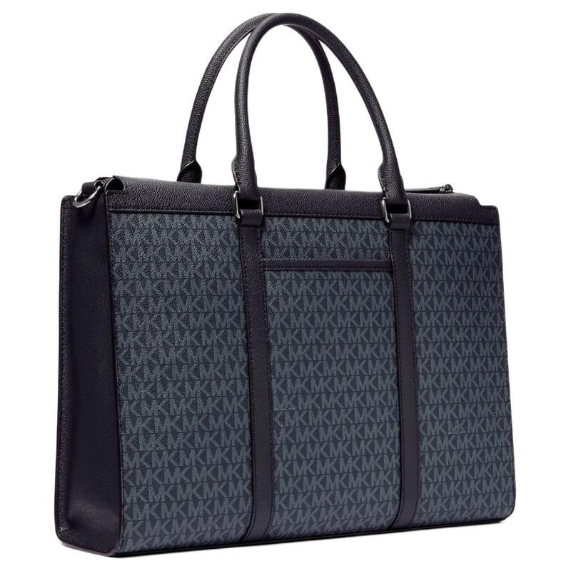 MICHAEL KORS COOPER Brand Iconic Logo Print Artificial Leather Presbyopia Briefcase Men's Dark Blue