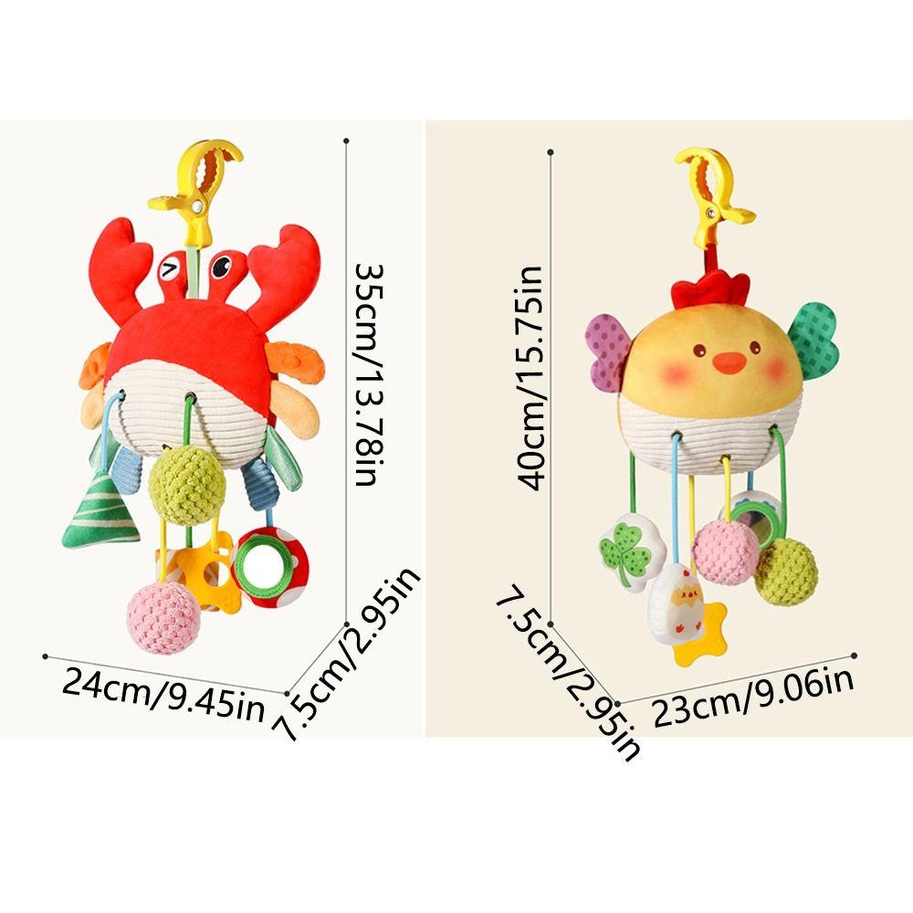 Distorting Mirror Plush Stuffed Sensory Toy with Clamp Stroller Hanging Ornaments 0-1 Years Old