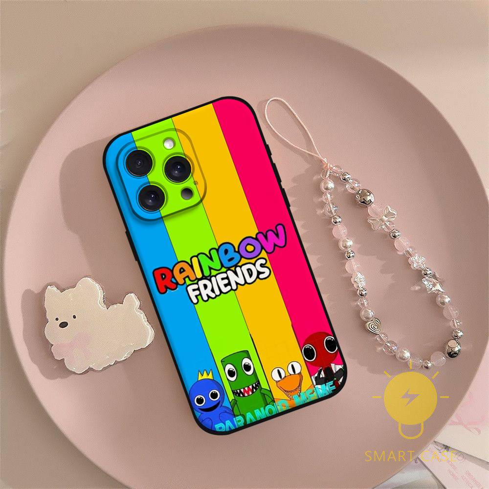 Игрушка Rainbow Friends Мультяшная Игра Чехол для Телефона Для Iphone 17 16 15 11 13 14 Pro Max X Xr Xs Max 12mini Черный Чехол