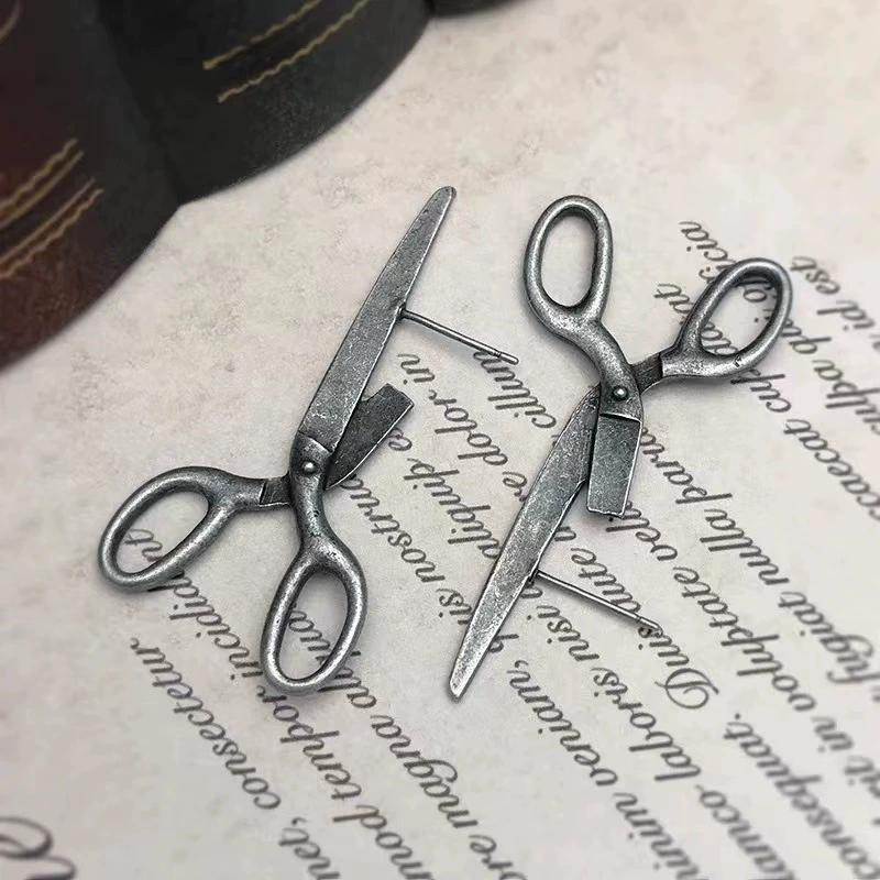Gothic Punk Dark Fashionable Jewelry Gift Retro Halloween Imitation Scissors Exaggerated Men's Earrings Women's 1 Pair Accessories