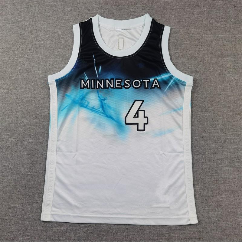 Kids Basketball Jersey Minnesota Timberwolves 4 White City Edition Youth Sports Uniform