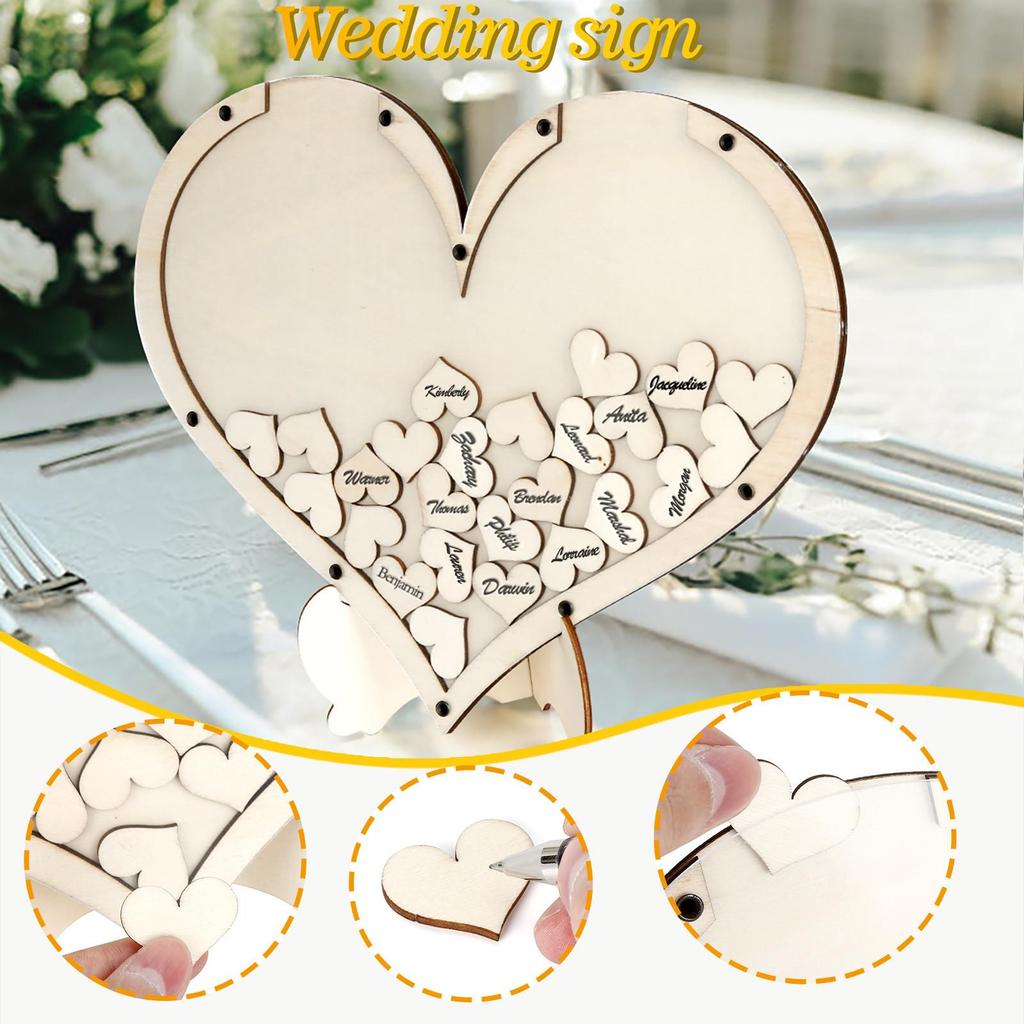 Wedding Guest Book Personalized Wooden Hearts Rustic Wedding Decorations