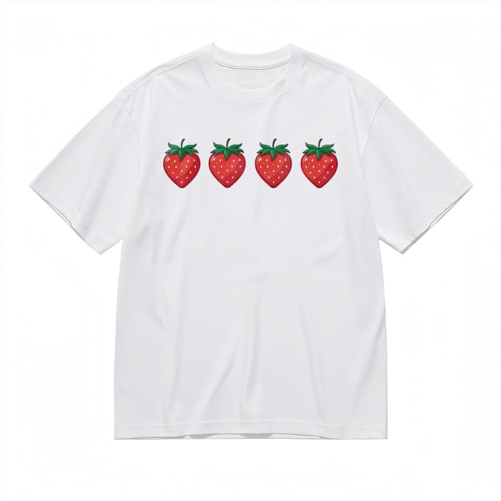 Men's Fashion Comfy Breathable Classic T-Shirt Red Fruit Printed Design Tee USA
