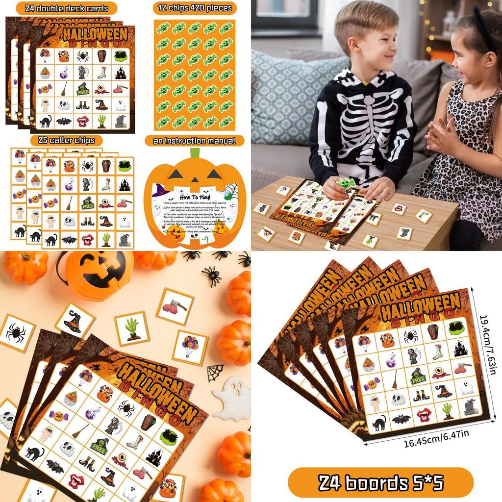 Halloween Celebration Bingo Game With Call Cards And Sticker Accessories For Kids And Family