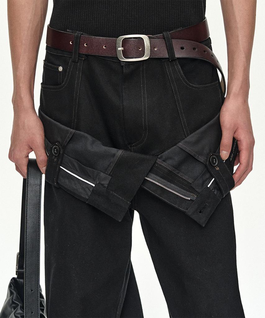 ADSB ANDERSSON BELL Double Waistband Wide-Leg Trousers Apa872M(Black)