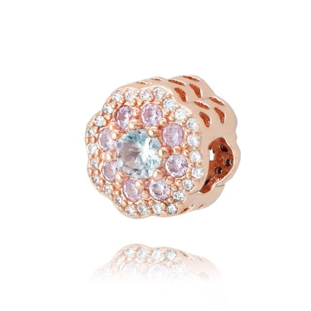 925 Sterling Silver Colorful Beads Transparent Shiny Row Clip Charm Fit Women Bracelet DIY Jewelry