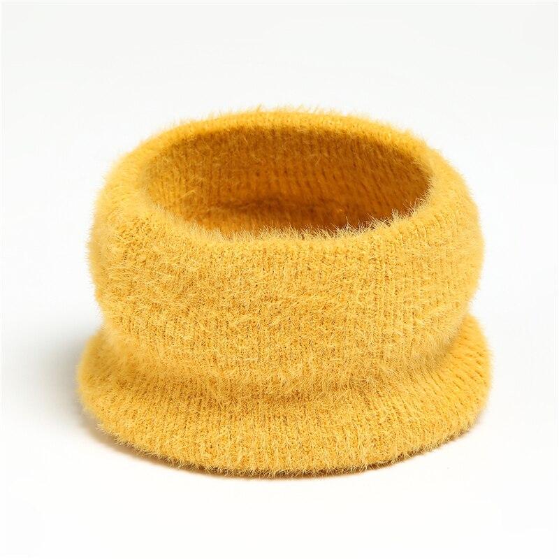 Winter Plush Ring Scarf for Women Warm Knitted Ski Mask Neckerchief Luxury Solid Snood Foulard Suit Children Adult