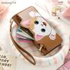 For Natural Al Phone Case Flip Leather Zipper Coin Purse Wallet Cover Multi Card Slots