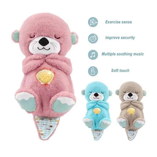 Детская звуковая машина для сна, музыкальная игрушка для новорожденных, портативная плюшевая детская игрушка с сенсорными деталями, музыкальная подсветка и ритмичное дыхание