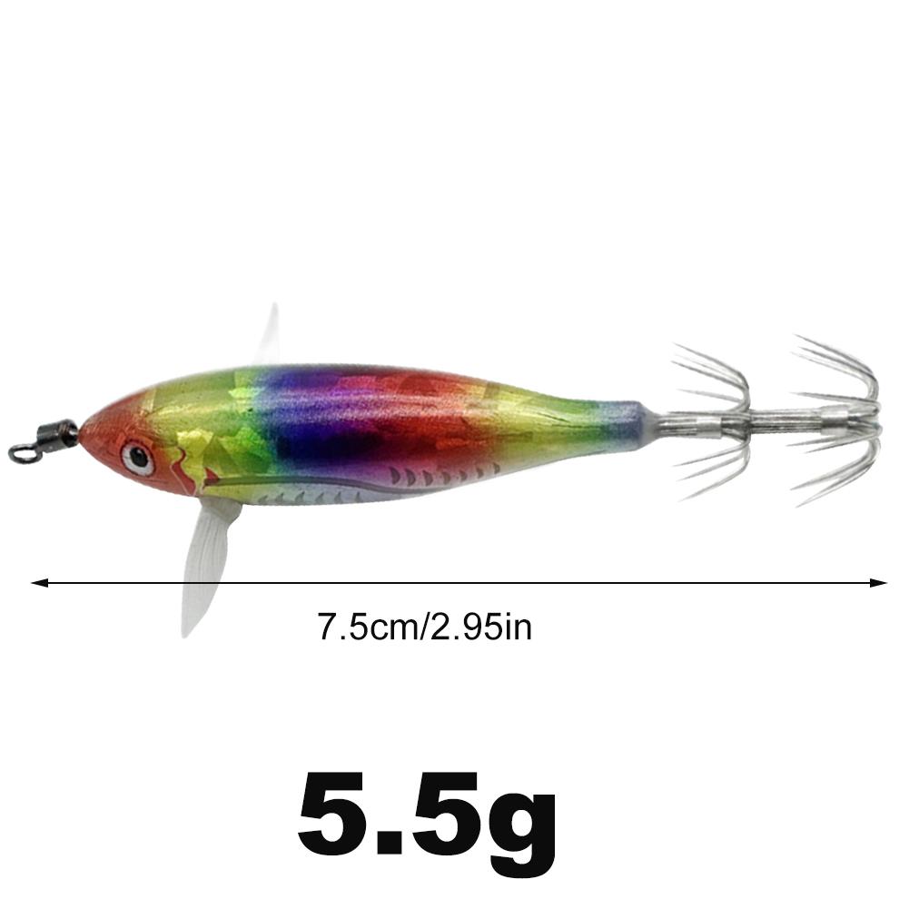 Светящиеся рыболовные приманки Осьминог Кальмар Рыболовные приманки Светящаяся джиг-приманка Горизонтальная деревянная креветка Ночная рыбалка Твердая приманка