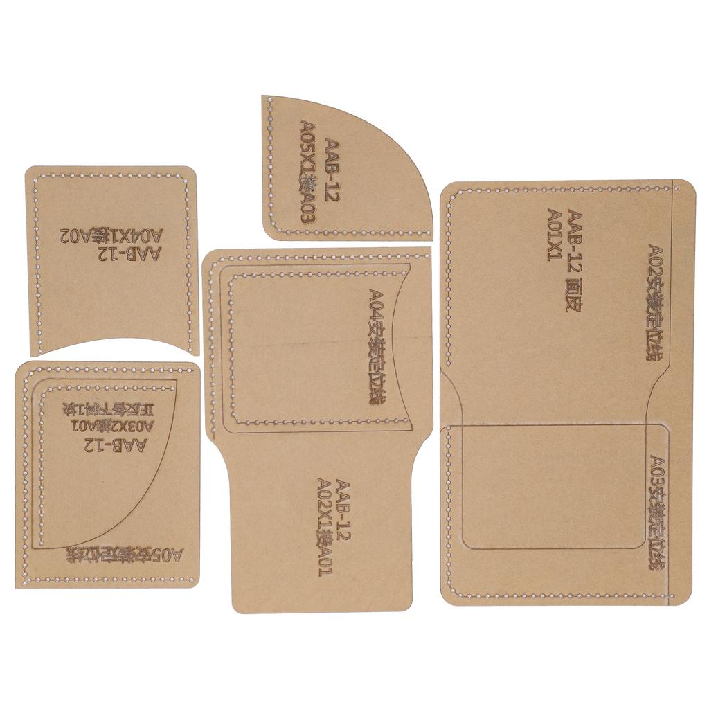 5Pcs Acrylic Template DIY HandMade Short Wallet Leather Pattern Mold Craft Tools