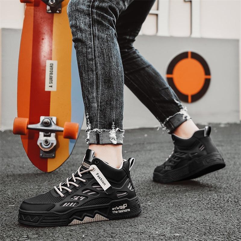 Мужская обувь из дышащей сетки, повседневная обувь для сноуборда, высокая платформа, спортивная модная обувь