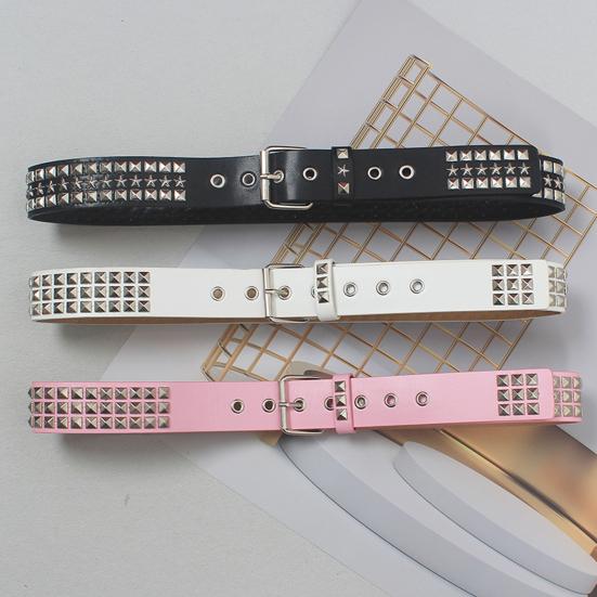 Punk Style Studded Belt Square Rivets Adjustable Straps Rock Waistband Women Girls Gothic Scene Accessories