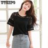 Lace Women T-shirt Sexy Streetwear Fashion Short Sleeve Shirt Y2K Casual Top Vintage Versatile Female Clothing