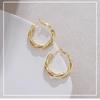 Серьги-кольца в гонконгском стиле, золотистые: Игла из серебра S925, Ретро-дизайн, Высококлассная атмосфера.