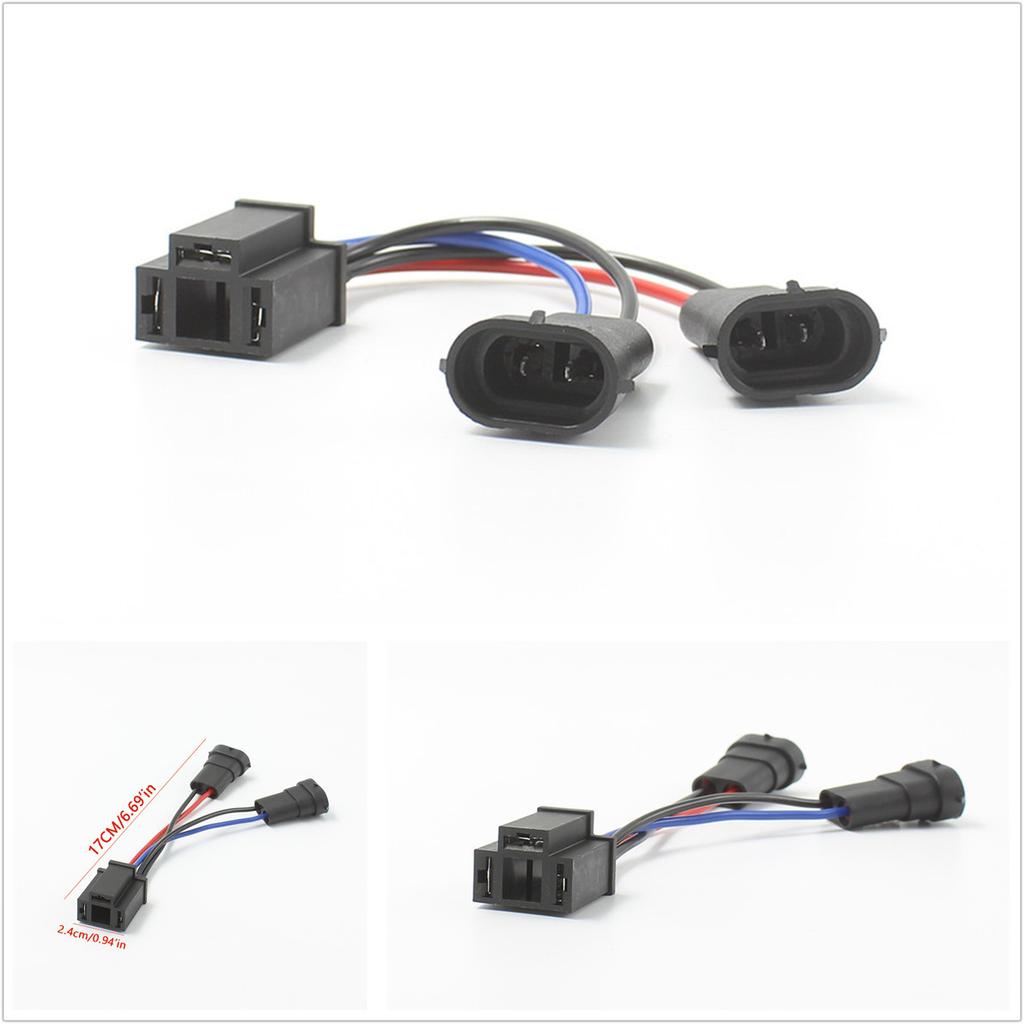 2Pcs H9/H11 To H4  Hi/Lo  Beam Headlight Splitter Harness Adapter H4 Wiring Harness Dual Beam Headlights