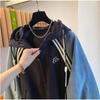Толстовки больших размеров для женщин, лоскутное деним, уличная одежда, топы Y2k, Ropa Mujer, с капюшоном, контрастные цвета, винтажные толстовки
