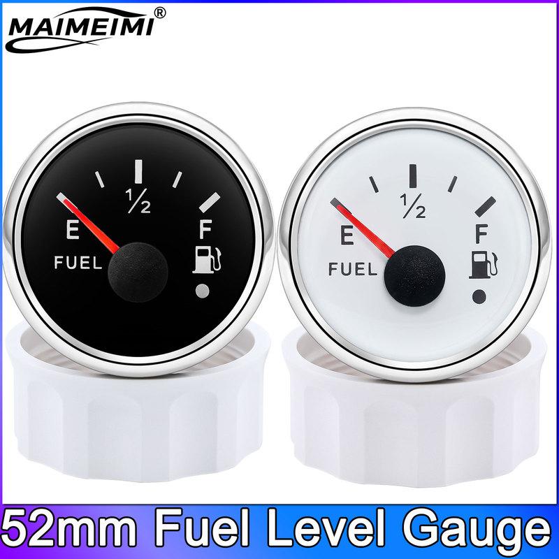 52mm Fuel Level Gauge 2inch Waterproof Pointer Fuel Meter 0-190ohm 240-33ohm Oil Tank Meter with Alarm Red Light for Car Yacht