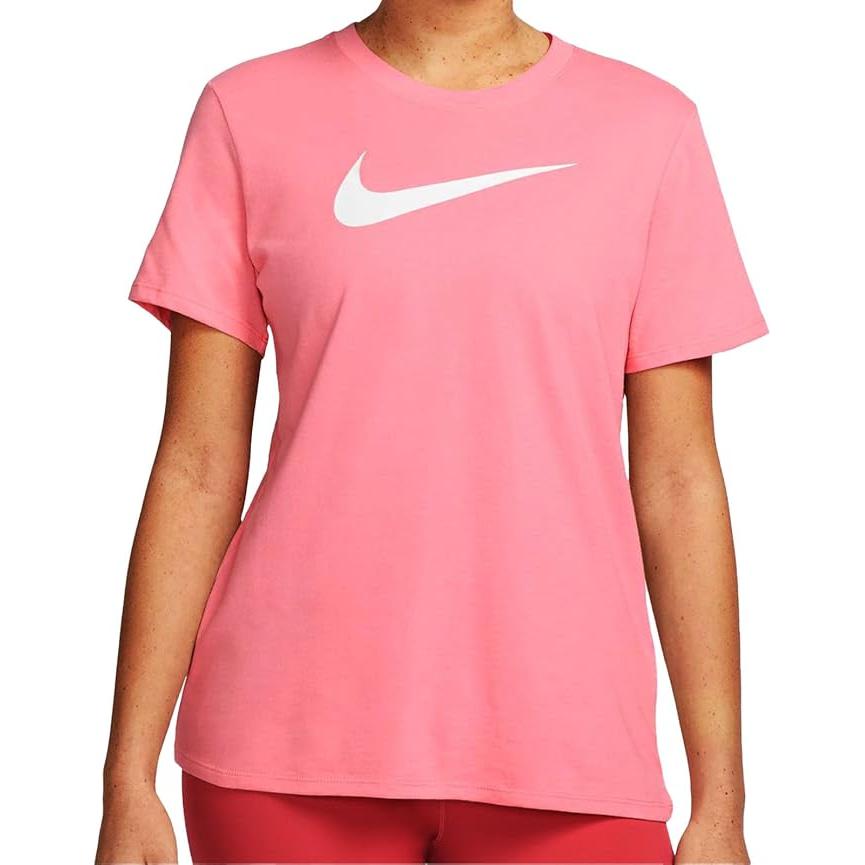 Nike Футболка с логотипом Swoosh Solid Logo Print, повседневная, для бега, дышащая, спортивная, с круглым вырезом и коротким рукавом, женская, персикового цвета DJ0931-668