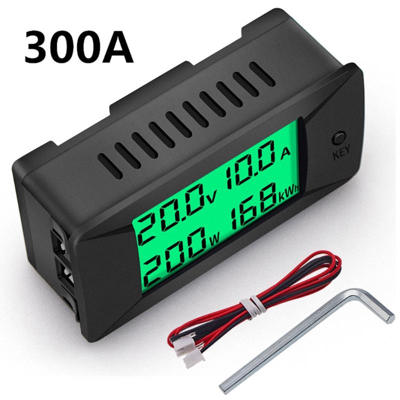 Newest 0-300V Shunt Bulit-In DC Digital Battery Tester Bidirectional Ammeter Voltmeter Power Energy Watt Meter