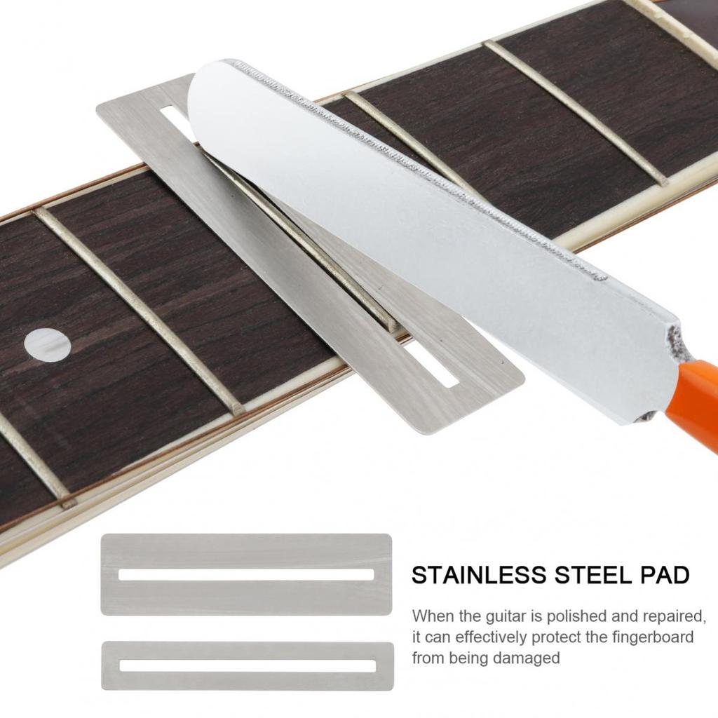 4 шт., набор инструментов для ремонта гитары с напильником для шлифования гитары, узкая двойная режущая кромка, выравнивающая линейка, защитные прокладки для ладов