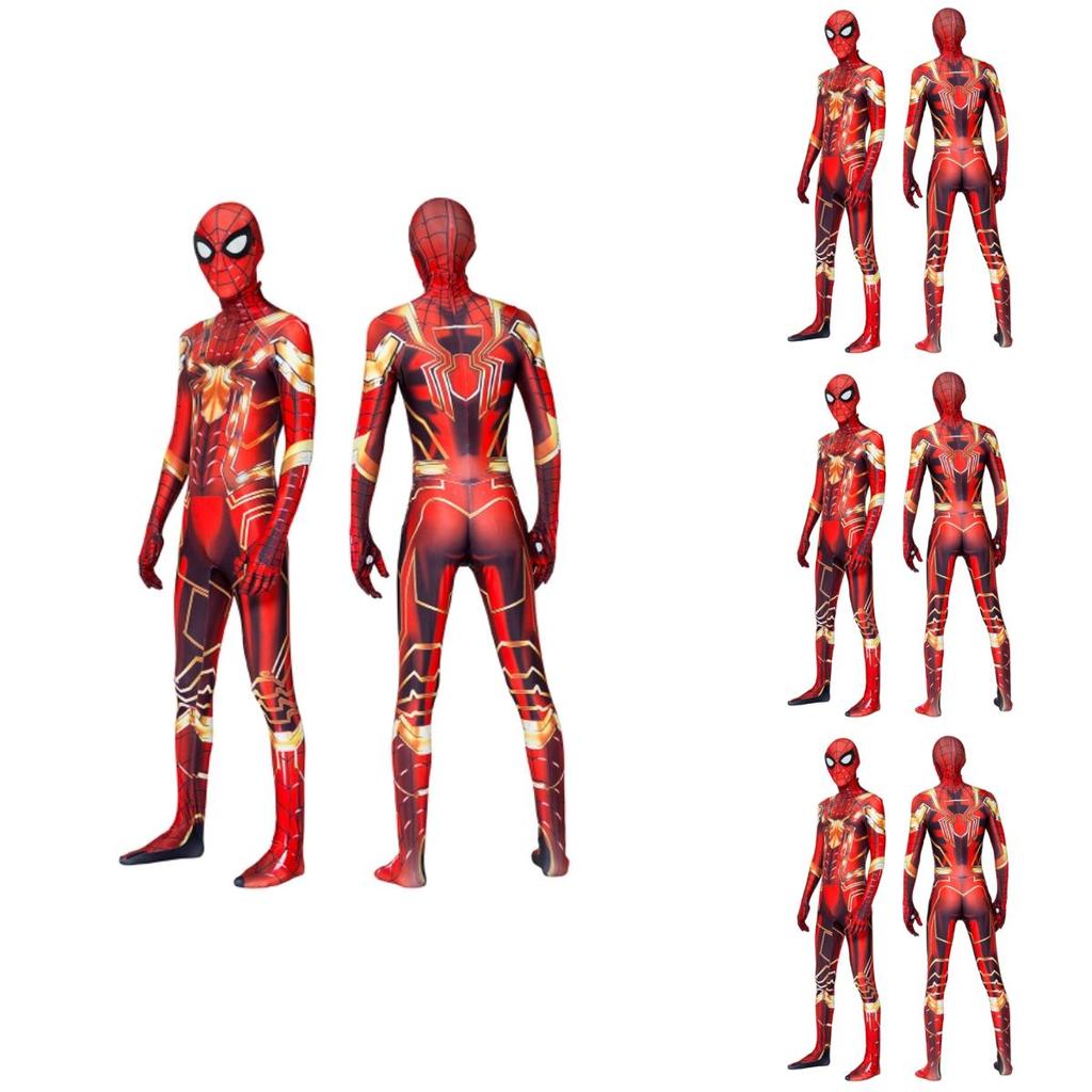 Косплей-костюм Marvel Стальной Человек-паук, наряд на все тело с капюшоном