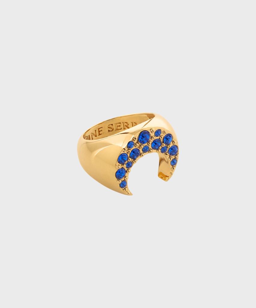 Marine Serre (W) Rhinestone Gold Plated Moon Ring Shiny Gold