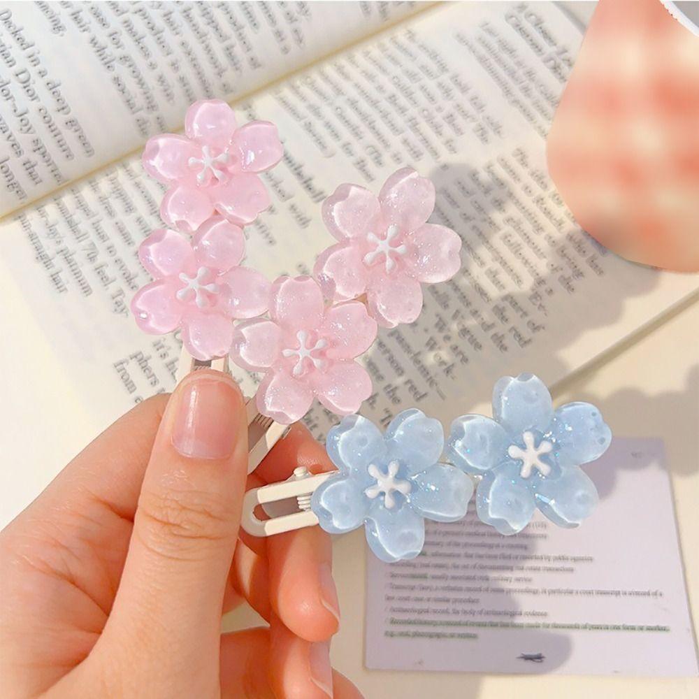 2Pcs Headwear Hairpins Sakura Flower Duckbill Clip Exquisite Hair Clips