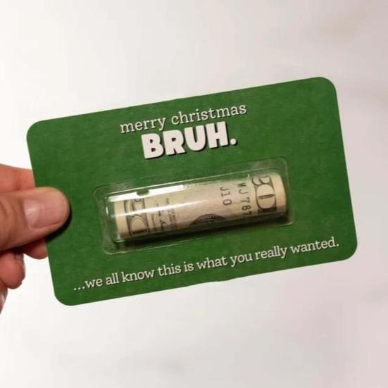Bruh Money Holder Christmas Tree Hanging Cash Holder Card Decoration Ornament Festival Party Holiday Money Gift