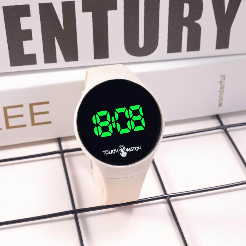 Унисекс Спортивные часы со светодиодным сенсорным экраном в корейском стиле – Модные, Простые, Дизайн с зеленой подсветкой