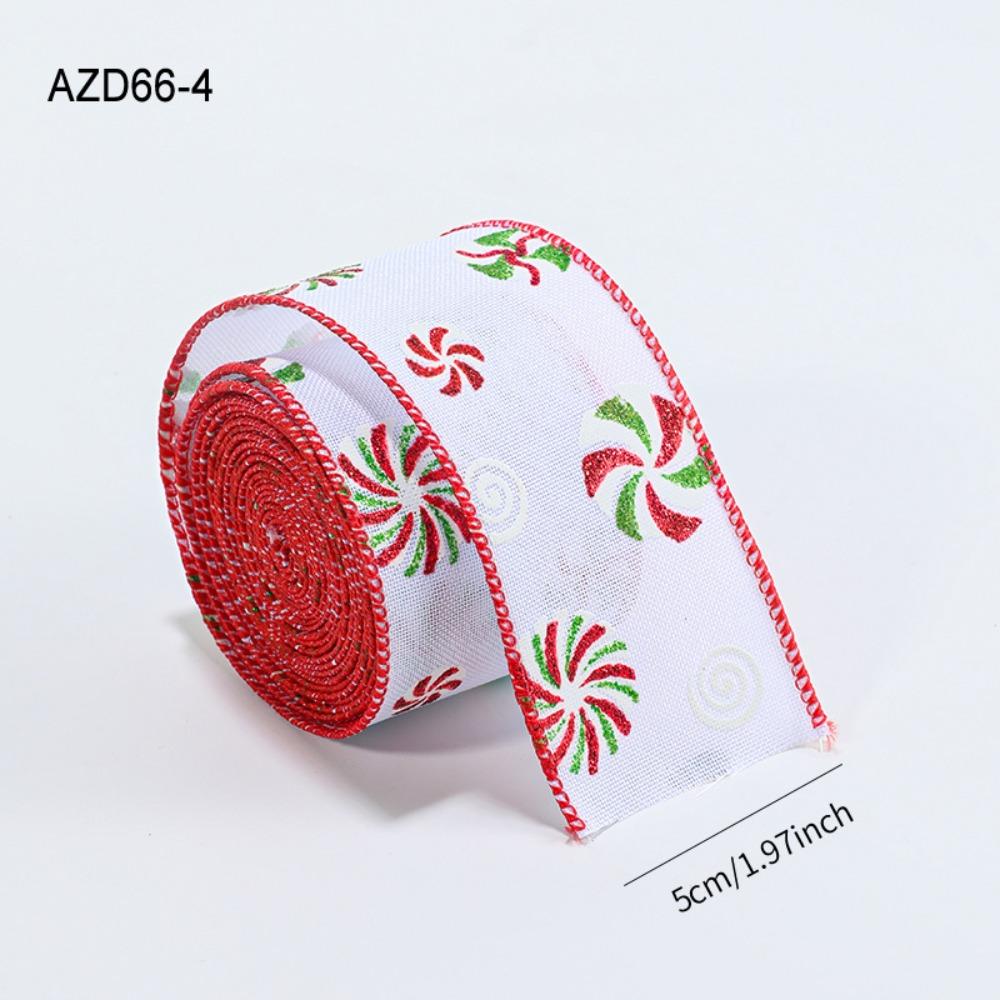 Cartoon 2M/Roll Christmas Tree Ribbon Reinforced Edge Fabric Gift Packaging Webbing Funny Snowman Wreath Making Tool Xmas