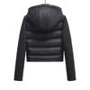 Womens Slim Fit Hooded Cotton Blend Jacket Short Length Street Style Outerwear Black