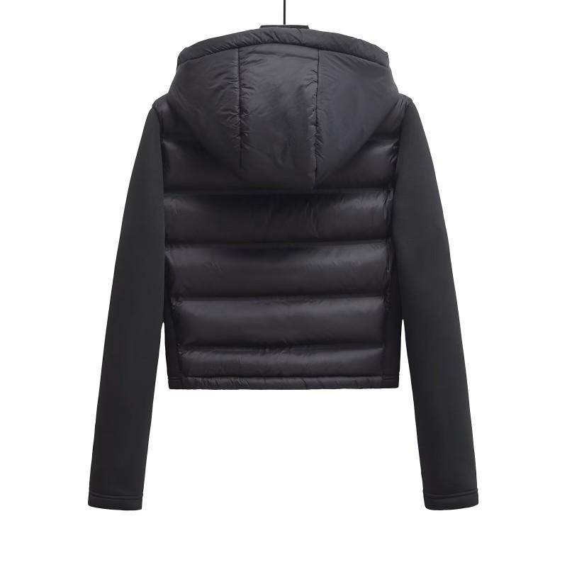 Womens Slim Fit Hooded Cotton Blend Jacket Short Length Street Style Outerwear Black