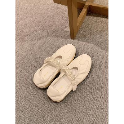 Коровья кожа виноградный мать то же балет жемчуг моральные тренировочные туфли женские липучки внутренняя высота увеличение Мэри Джейн туфли повседневные спортивные туфли