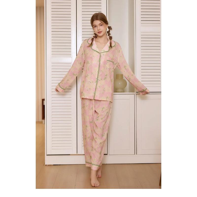 New Printed Sleepwear Women's Home Clothes Fashionable and Comfortable Pajamas for All Seasons of Suit