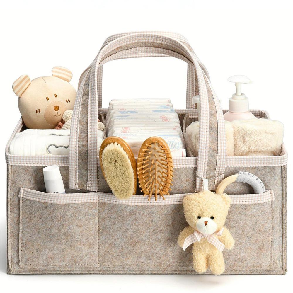Large Capacity Nursery Storage Basket Felt Diaper Bag Gift for Baby Shower