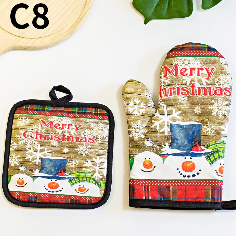 2 шт./компл. рождественские перчатки для духовки с принтом, термостойкие и термостойкие перчатки для микроволновой печи